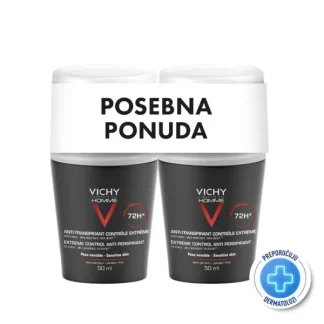 Vichy Homme antiperspirant roll-on za zaštitu od znojenja 72h DUO PACK