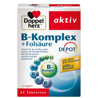 Doppel herz Aktiv B-complex+folna kiselina, 45 tableta