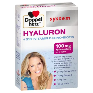 DOPPELHERZ SYSTEM HYALURON + Q10 + VITAMIN C + ZINK + BIOTIN a30 , Za održavanje zdrave kože.
