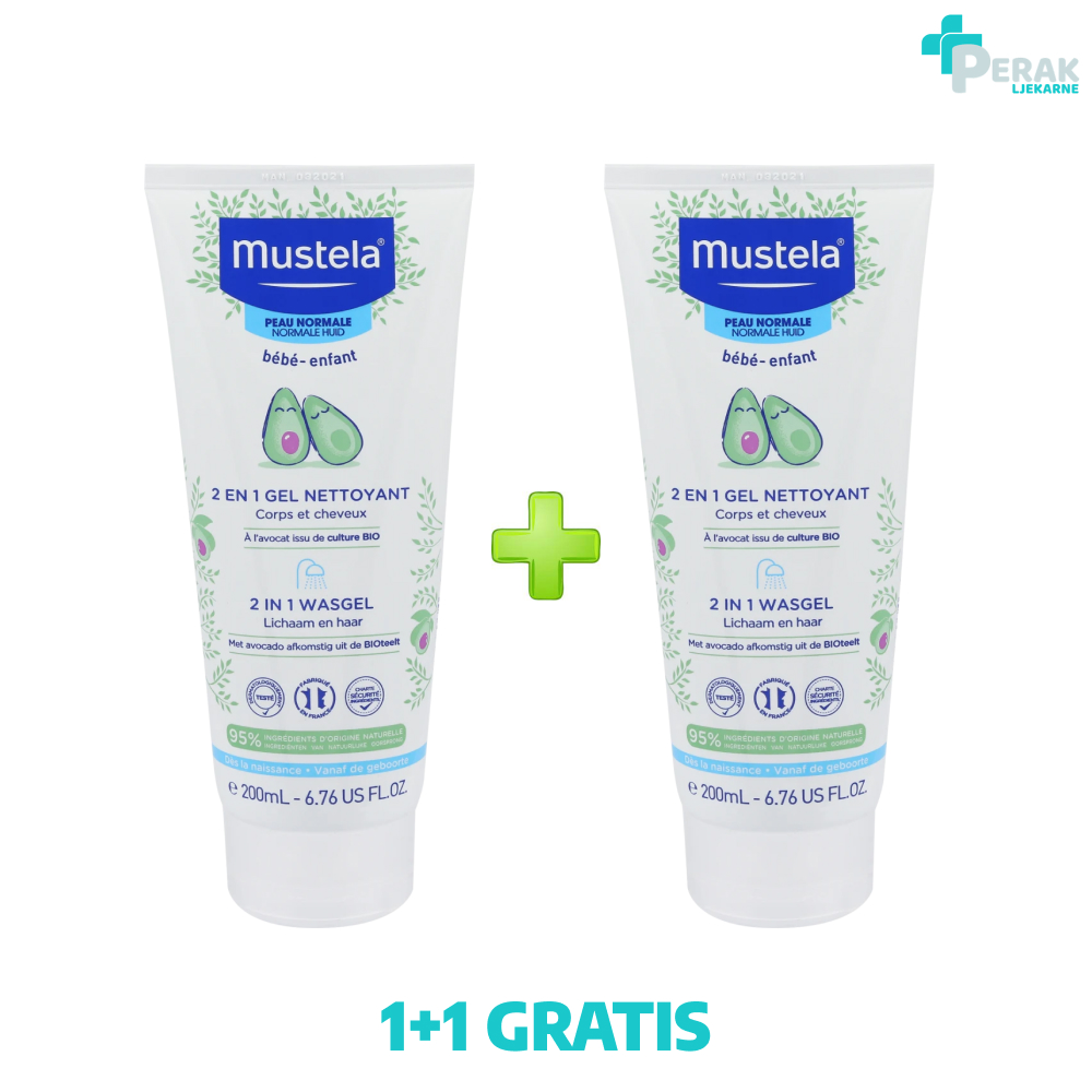 Mustela Gel 2u1 Gel za Pranje Kose i Tijela 200ml 1+1