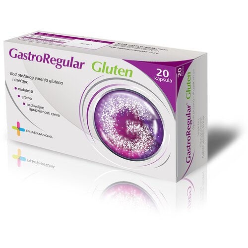 PHARMANOVA GASTRO REGULAR GLUTEN kapsule a20, Mješavina enzima koji olakšavaju konzumaciju hrane koja sadrži gluten. - Slika 2